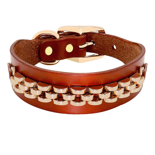 Real Leather Dog Collar with Rhinestone