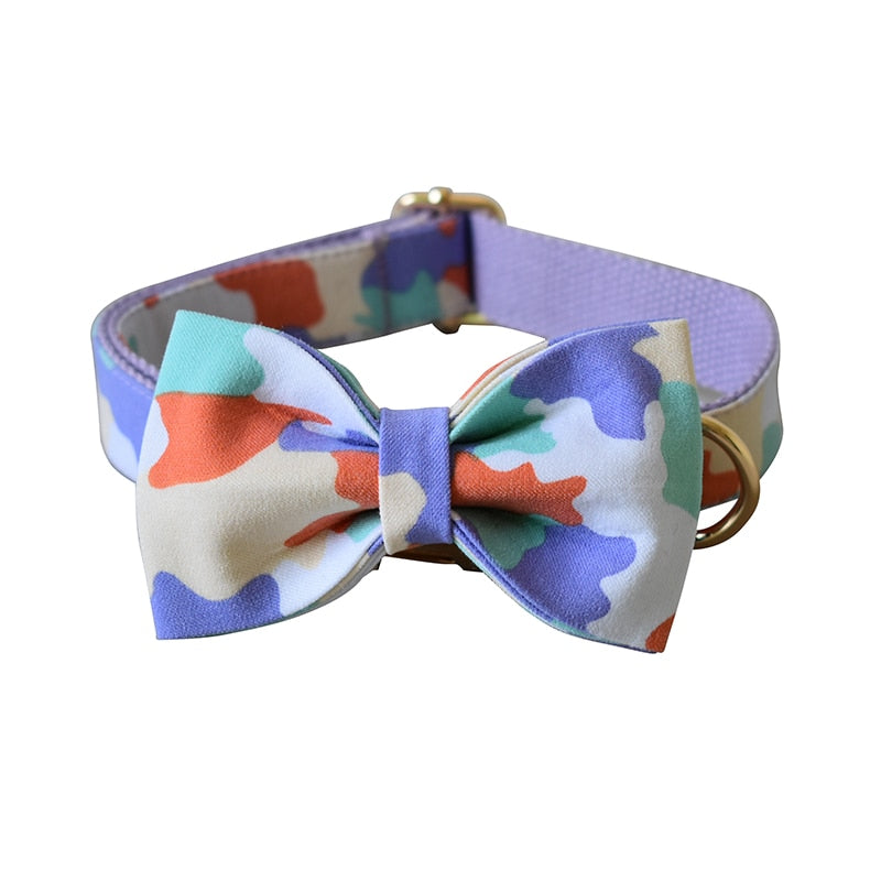 Flora Camouflaged Bowtie Dog Collar Set