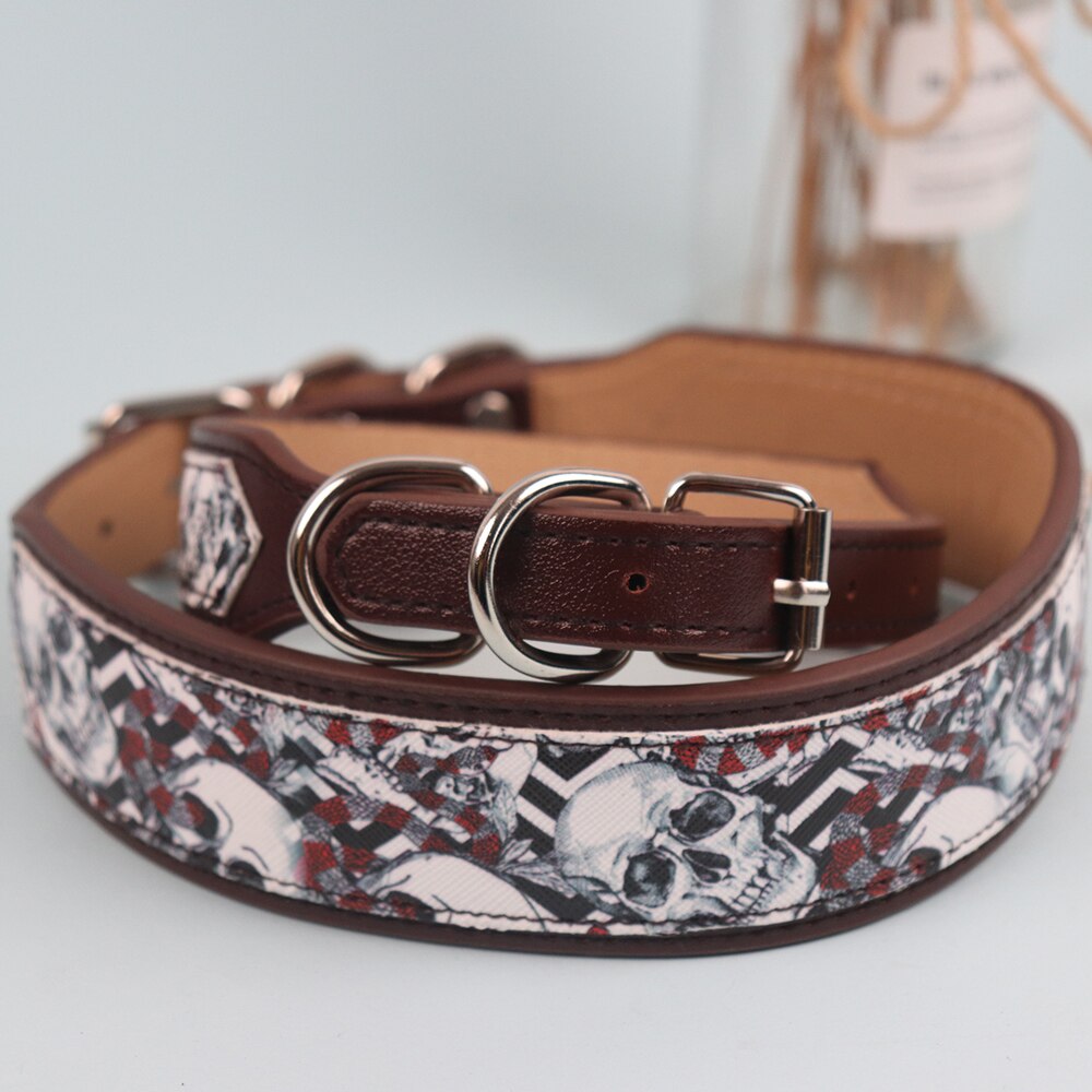 Flora Skull Pattern Vintage Dog Collar