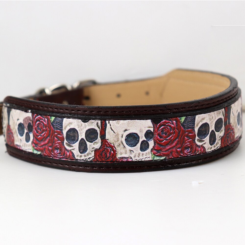 Flora Skull Pattern Vintage Dog Collar