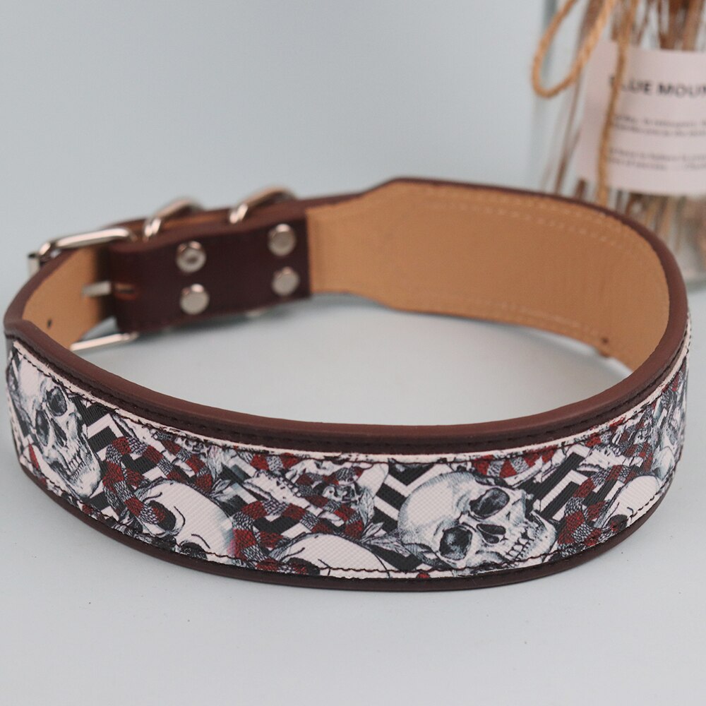 Flora Skull Pattern Vintage Dog Collar