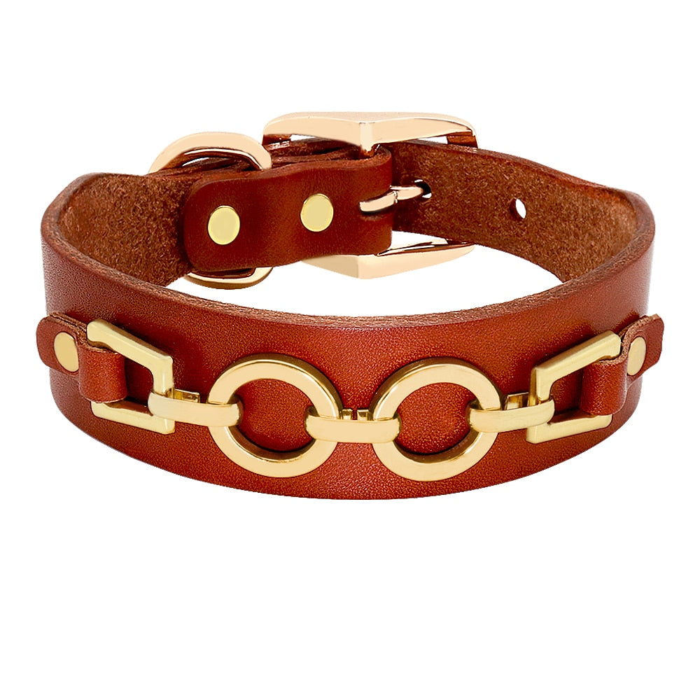 Real Leather Dog Collar with Metal Decorations