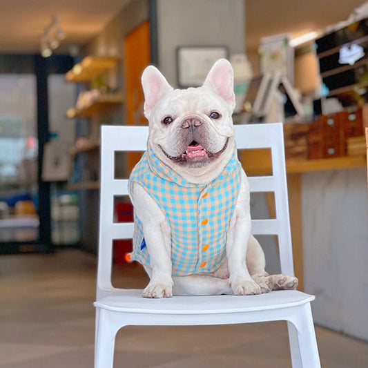 Blue Orange Plaid Jacket for Medium Small Dogs