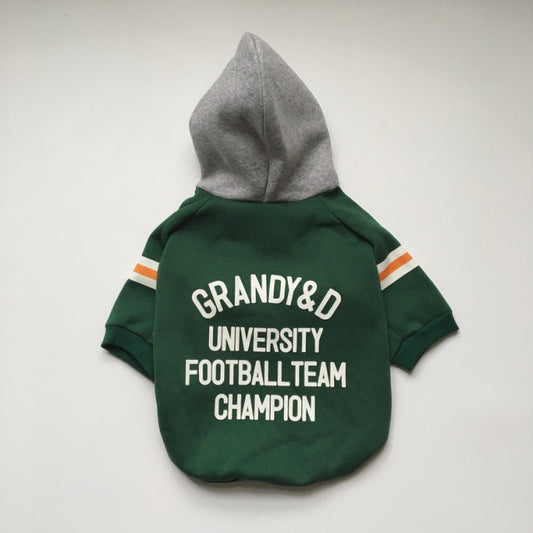 Grandy & D University Football Team Hoodie for Dogs