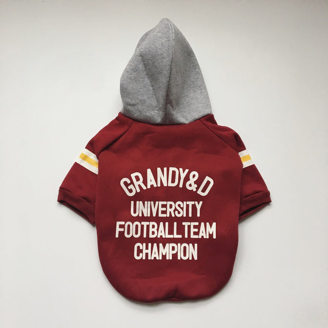 Grandy & D University Football Team Hoodie for Dogs